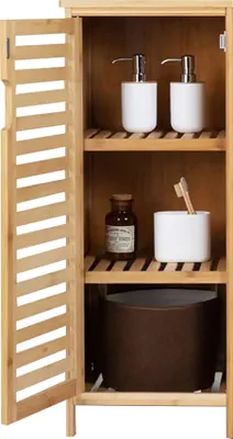 Produktbild von WAOHO badezimmerschränke aus Bambus,Badezimmer Regal,Sideboard Wohnzimmer,Sideboard, Bad Regal stehend,Küchenschrank, Badezimmer Schrank,Bad Regal stehend (34cm X 33cm X 87cm)