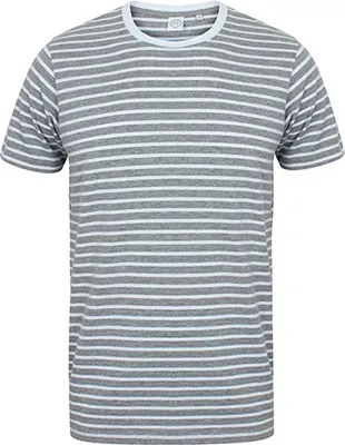 Produktbild von SF Men SF202 | Herren Striped T / TearAway-Label - Farbe: Heather Grey/White - Größe: M
