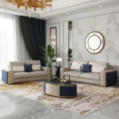 Produktbild von Sofagarnitur 3+2+1 Set Couchtisch Design Sofas Ledersofa Couch Wohnlandschaft
