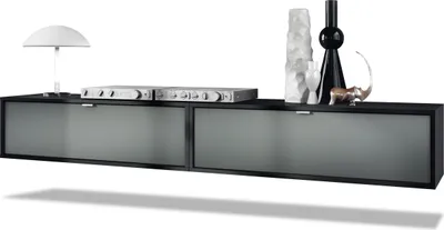 Produktbild von Vladon 2er-Set TV Board Lana 100,  Germany, Lowboards je 100 x 29 x 37 cm mit viel Stauraum, Korpus in Schwarz matt, Fronten in Graphit seidenmatt | Große Farbauswahl