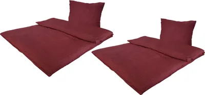 Produktbild von Bettwäsche Seersucker Doppelpack 2x ca. 135x200 cm + 2x ca. 80x80 cm 4 teilig samtweiche Microfaser mit Reißverschluss Design: Bordeaux