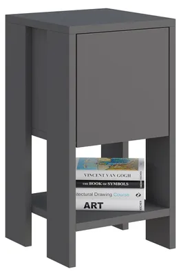 Image de Table de chevet en bois "Ema", dimensions 30 x 30 x 55 cm, couleur anthracite