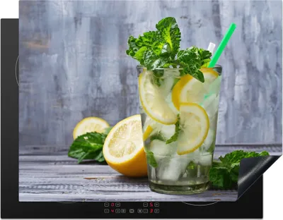 Produktbild von KitchenYeah© Herdabdeckplatte Cocktail - Früchte - Kräuter , 77x59cm, Küche Deko, Glaskeramikkochfeld Herdabdeckung, Abdeckplatte fùr Kochfeld