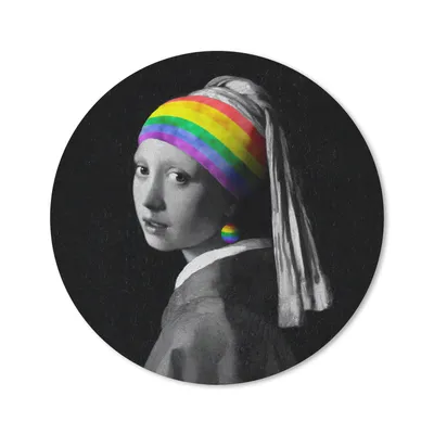 Produktbild von MuchoWow® Mauspad Mousepad Das Mädchen mit dem Perlenohrring - Vermeer - Regenbogen 30x30 cm - Mousepads - Maus Mat - Pad - Mausunterlage - Tischunterlage - Schreibtischmatten