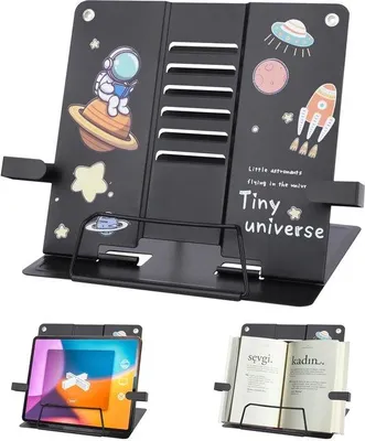 Immagine prodotto di Ibenzoa® Porta libri in metallo regolabile per bambini e adulti, pieghevole, portatile, con base antiscivolo, dimensioni 21 x 16,5 x 19,5 cm, angolo regolabile