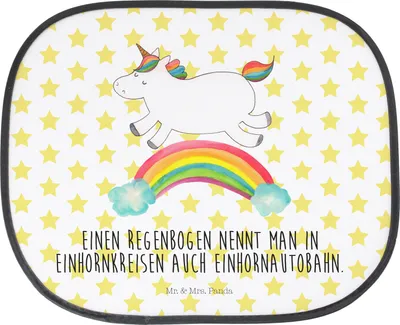 Produktbild von Mr. & Mrs. Panda Sonnenschutz Auto Einhorn Regenbogen - Weiß - Geschenk, Einhornpower, pkw, Unicorn, Glitzer, Sonnenblende, autofenster, Autoscheibe, Erwachsenwerden