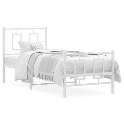 Produktbild von vidaXL Bettgestell mit Kopf- und Fußteil Metall Weiß 80x200 cm