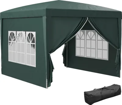 Image de Outsunny Tonnelle de jardin extšŠrieure tente de ršŠception barnum pop-up pliant 3 x 3 m 4 parois amovibles + sac de transport vert