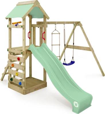 Produktbild von Spielturm Wickey FreeFlyer mit Schaukel und Rutsche in Hellgrün