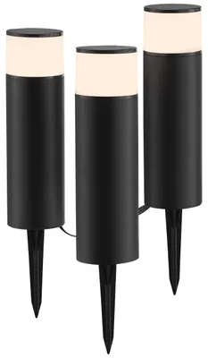 Produktbild von Brilliant G40912/76 Dody Außenspießleuchte 3er Set Kunststoff schwarz/weiß LED integriert
