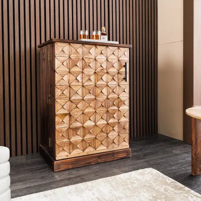 Produktbild von riess-ambiente Barschrank BODEGA 90cm natur Pinienholz Weinregal Flaschenregal Gläserschiene Schubladen