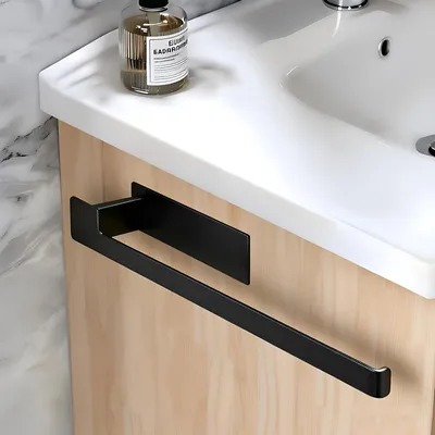 Image de Porte-serviettes autocollant sans perçage, 33 cm, acier inoxydable 304 noir mat - Porte-serviettes pour salle de bains et cuisine -