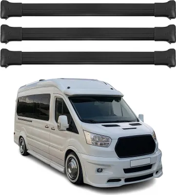 Image de Barres de toit transversales pour Ford Transit 2014-2025 Aluminium Noir 3x