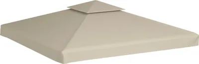A beige gazebo canopy top with a double-tiered roof, shown from a slightly elevated angle against a white background.