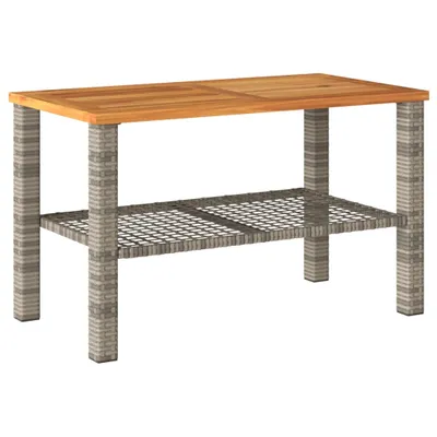 Produktbild von vidaXL Gartentisch Grau 70x38x42 cm Poly Rattan Akazienholz