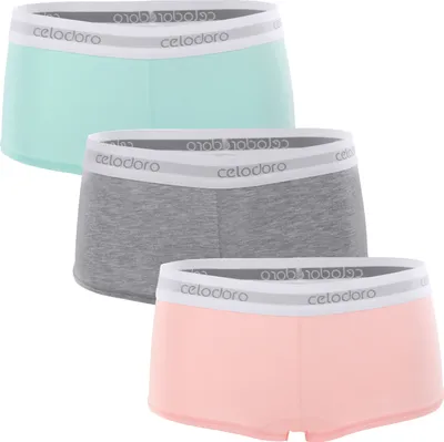 Produktbild von Celodoro Damen Panty mit Webgummi-Bund (3er Pack), Sport Boxer Slip - Pastell Mix L