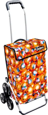 Produktbild von James Einkaufstrolley - MOZARTKUGEL - stabiler Einkaufswagen mit individuellem Design - einfarbig: orange in Ausführung: Royal-Treppensteiger