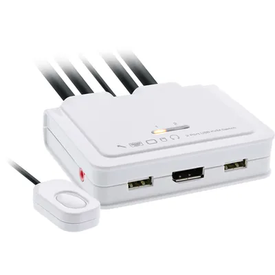 Immagine prodotto di Switch KVM InLine®, a 2 vie, da USB-C + DisplayPort a DisplayPort 1.2, 4K, con audio, cavo integrato