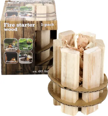 Produktbild von Feueranzünder aus Holz für Camping, Grillfeste, Feuerkörbe, Feuerstellen und Kamine, ökologisch, 1 Stück