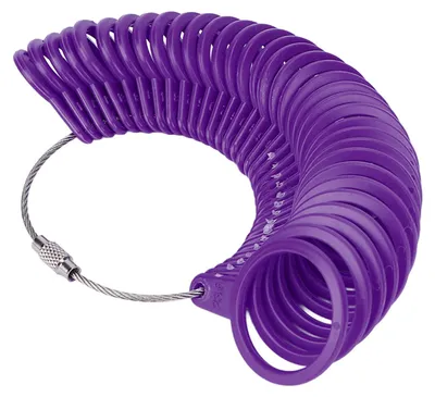 Produktbild von Ringgrößen-Messwerkzeug, Fingergrößenmessgerät, Schmuck-Größenwerkzeuge zum Messen. Lila