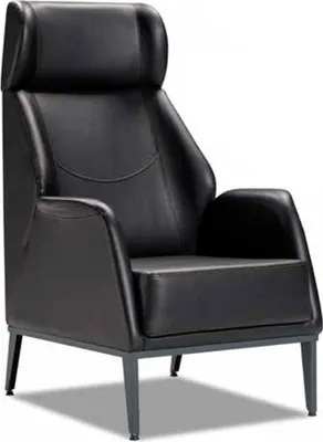 Produktbild von Schwarze Wohnzimmer Ledergarnitur Moderner 2-Sitzer 2x Lehnsessel 3tlg