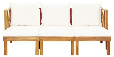 Imagen del producto de vidaXL Banco de jardín de 3 plazas con cojines, 179 cm, madera maciza de acacia