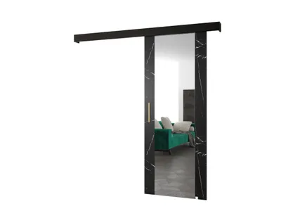 Obrázek produktu pro MOB, Posuvné dveře - 90 cm - Sharlene II (mramorová černá + matná černá + zlatá) (se zrcadlem)