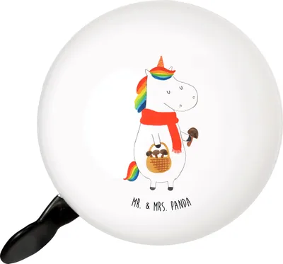 Produktbild von Mr. & Mrs. Panda Fahrradklingel Einhorn Pilz - Weiß - Geschenk, Liebeskummer, Klingel Für Fahrrad, Motivation, Unicorn, Fahrrad-Klingel, Fahrradglocke, Fahrrad-Glocke