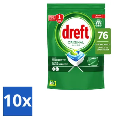 Produktbild von 10 x Dreft All-in-One Original Spülmaschinentabs - Vorteilspackung - 10 Stücke