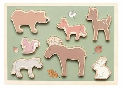 Obrázok produktu pre Drevené puzzle Lesné zvieratá – 7 dielikov pre deti