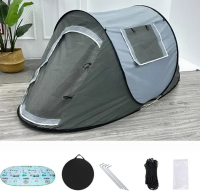 Produktbild von Automatik-Schnellaufbauzelt 190T Silberbeschichtung UV-Schutz wasserdicht 1-2 Personen Campingzelt