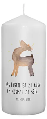 Produktbild von Mr. & Mrs. Panda Kerze Lama Stolz 15 x 7 cm - Weiß - Geschenk, Erinnerungskerze, Family, Erinnerungslicht, Wachskerze, Kumpel, Stumpenkerze, Blockkerze, Familie, Lamas