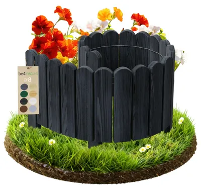 Image de be4nature Bordure roulante flexible en bois 100 x 30 cm Gris Bordure de parterre en pin imprégné Bordure de parterre Clôture de jardin Palissade roulante