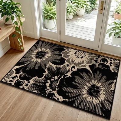 Obrázok produktu pre Podlahová rohož do interiéru, protišmyková, zachytávajúca nečistoty, 60x90 cm, čierna a béžová