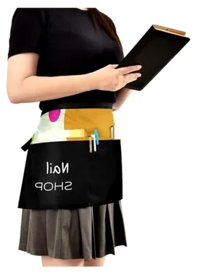 Produktbild von Personalisierte kurze Servierschürze mit 3 Taschen für Kellnerinnen, Taillenschürze für Restaurant, Küche und Garten