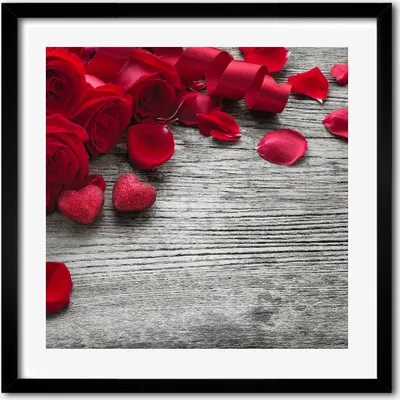 Produktbild von Bild - 50 cm x 50 cm - MDF - Rahmen, Wandkunst - Rote Rosen