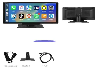 Imagen del producto de Dispositivo multimedia para automóviles, conectividad inalámbrica, instalación sencilla, modelo 10.26, sin cámara frontal