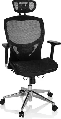 Produktbild von hjh OFFICE High End Bürostuhl VENUS ONE Ergonomischer Schreibtischstuhl mit Armlehnen Netzstoff Schwarz Drehstuhl für Büro, Zuhause