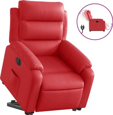 Obrázok produktu pre vidaXL Ležadlo so stojanom na pomoc elektrickej červenej imitácie kože