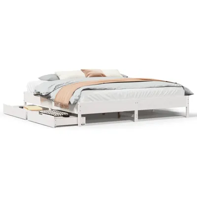 Imagen del producto de Cama sin colchón madera maciza de pino blanca 180x200 cm