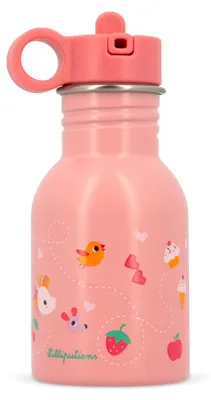 Image de Gourde Lilliputiens rose 400 ml - gourde pour enfants avec paille