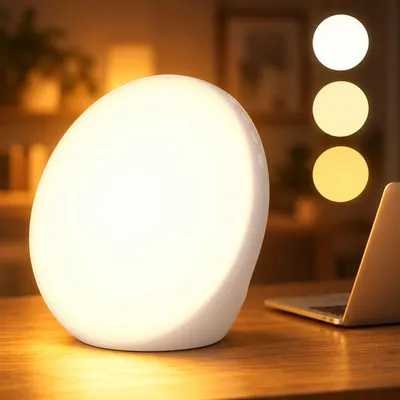Produktbild von Tageslichtlampe 10000 Lux, Lichttherapielampe mit Einstellbaren Lichtfarben, Helligkeiten und Timer-Einstellungen, UV-Freie Sonnenlampe