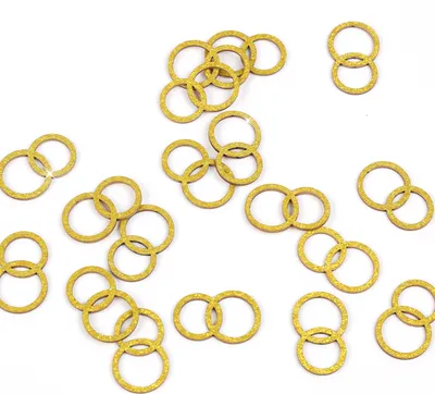 Produktbild von Oblique Unique Doppel Ring Holz Glitzer Konfetti 18 Stk. Holzdeko Tischdeko Streudeko für Goldene Hochzeit JGA Deko - gold