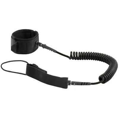 Produktbild von TSUNAMI SUP Leash, Sicherheitsleine für SUP Board, Spiral Leine, 1-3 m, Knöchelmanschette, schwarz