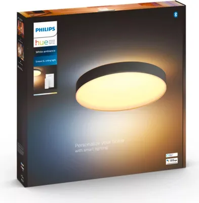 Obrázek produktu pro Philips Hue White ambiance Stropní svítidlo Enrave, extra velké, Chytré stropní světlo, Bluetooth/Zigbee, Černá, LED, Kov, Žárovky bez možnosti výměny