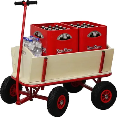 Produktbild von Profi Bollerwagen BOLLY | HxBxT 97x95x60cm | Traglast 150kg | Rot