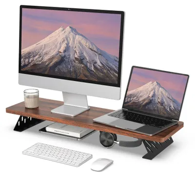 Immagine prodotto di Omgoods - Supporto monitor grande per 2 monitor - Organizer da scrivania per PC e laptop