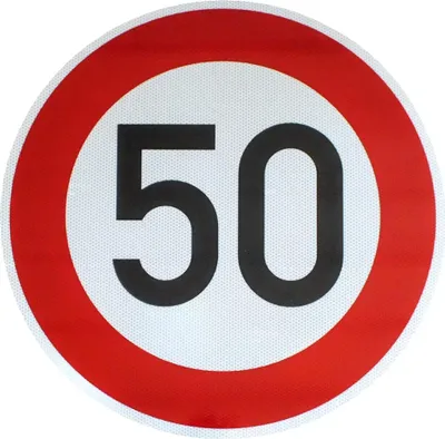 Produktbild von ORIGINAL RA2 Verkehrzeichen 50 KM/H Schild Nr. 274-50 StVO RAL RSA-21 Verkehrsschild Straßenschild 50. Geburtstag Geschenk Baustellenschild Schild