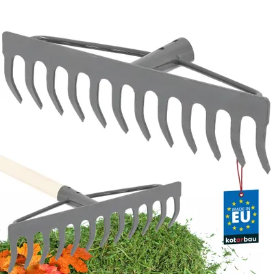 Productafbeelding van KOTARBAU® Tuinhark - Gazonhark - Bladhark - Metaal - 31 cm - Grijs - Tuinhark voor Gazon - 12 Tanden - Stevige Hark - Waaierbezem - Robuust Tuingereedschap - zonder Steel