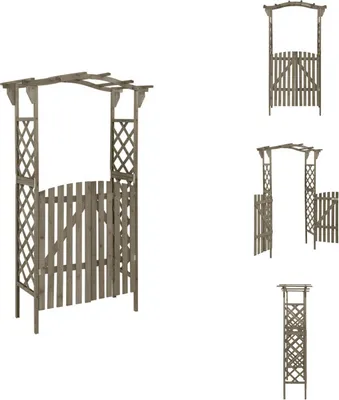 Produktbild von vidaXL Pergola mit Tor 116x40x204 cm Grau Massivholz Tanne - Rosenbögen, Gitter & Pergolen